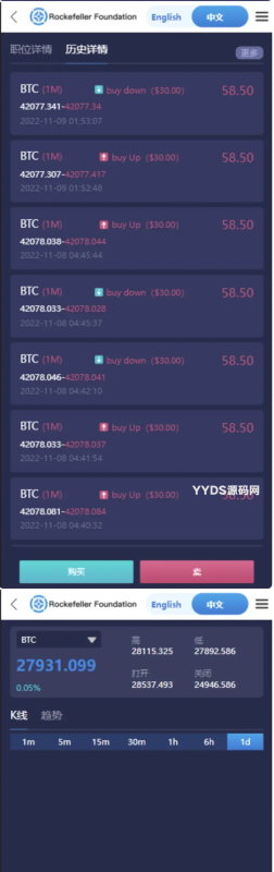 YM859-2026年Rockefeller跨境微盘交易平台源码：中英双语支持、虚拟货币微盘交易系统完整开发源码