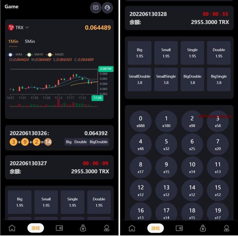 YM1244-2026年虚拟币竞猜下注/投注源码含vue源码开发，专业开发完整版APP区块链游戏源码，uinapp开发的trx投注下注竞猜游戏源码